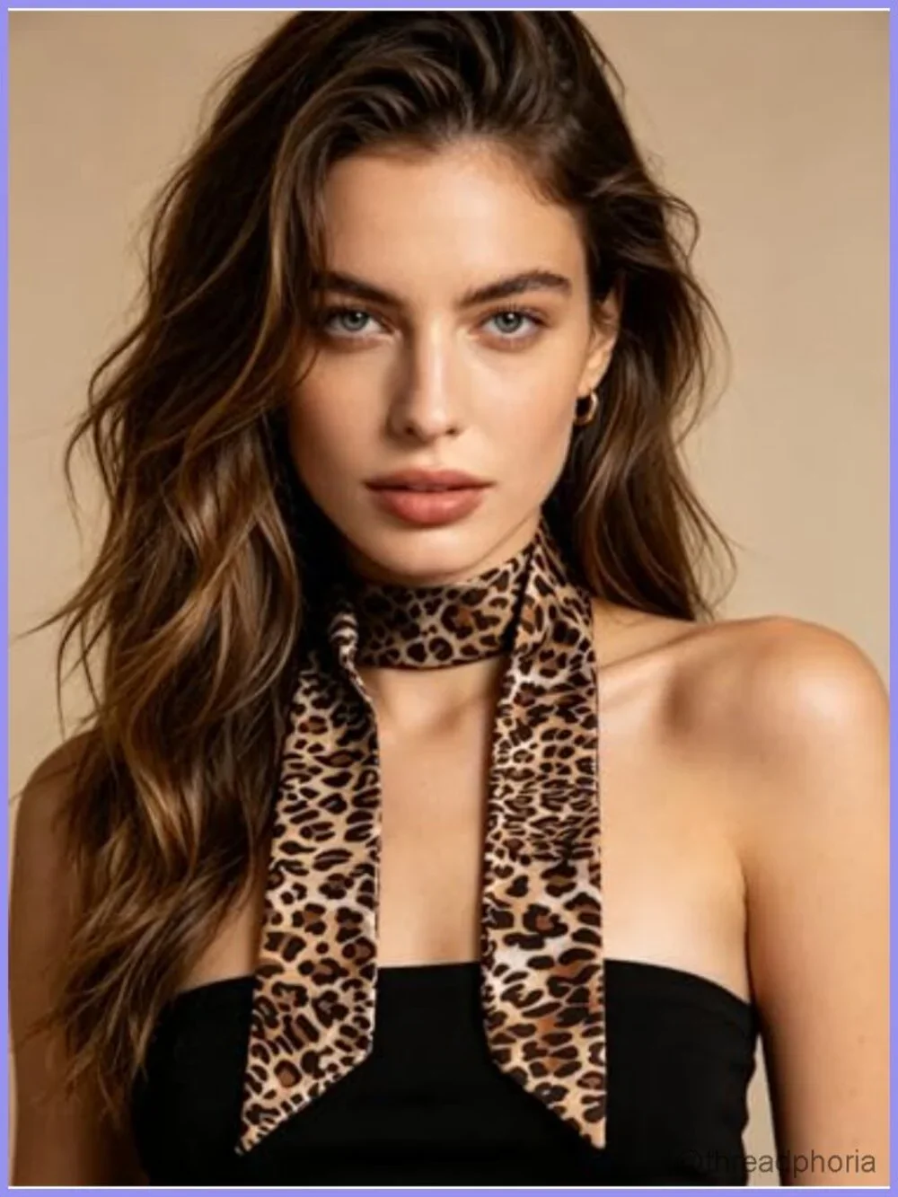 Leopard Print Skinny Scarf Long Neck Scarf Hair Waistband Accessory